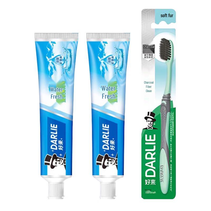 Darlie Enamel Fresh Mint Toothpaste & Charcoal Silk Toothbrush Set
