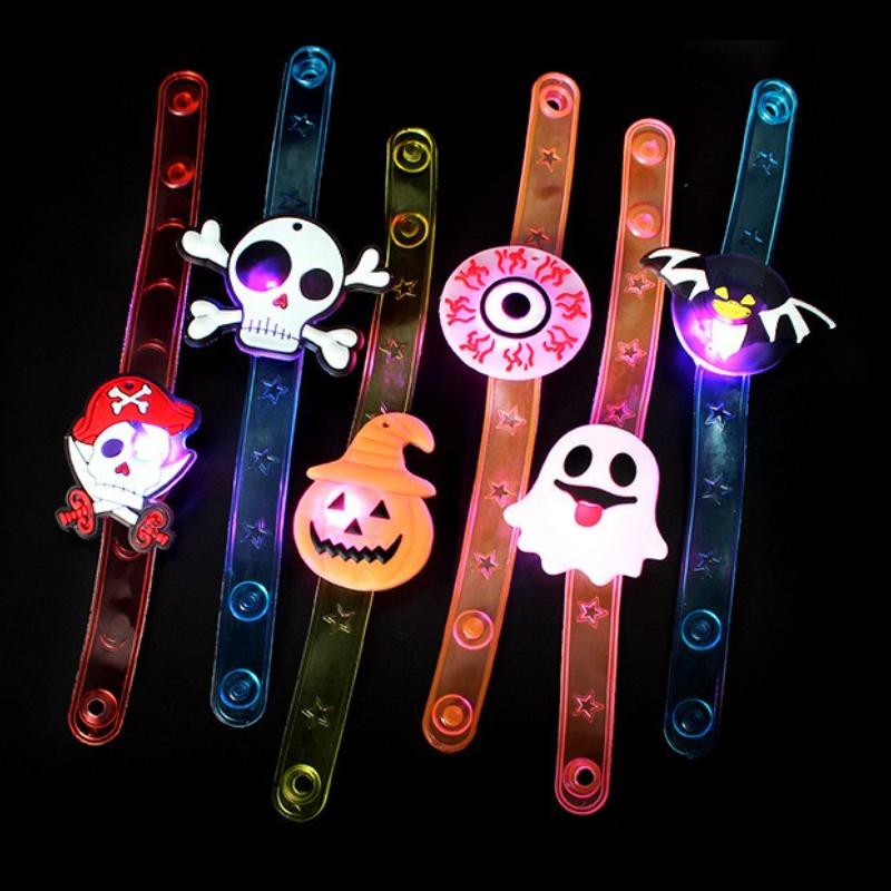 12-120PCS Halloween Christmas Glow Necklace Bracelet Scary Glitter Pendant Light Up Props Kids Party Favors Holiday Decoration