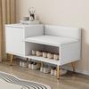 Luxurious Shoe Chest in White with Storage, Upholstered Bench and Backrest - Shoe Rack with Metal Handles and Legs - for Entryway - W100/D40/H58 cm