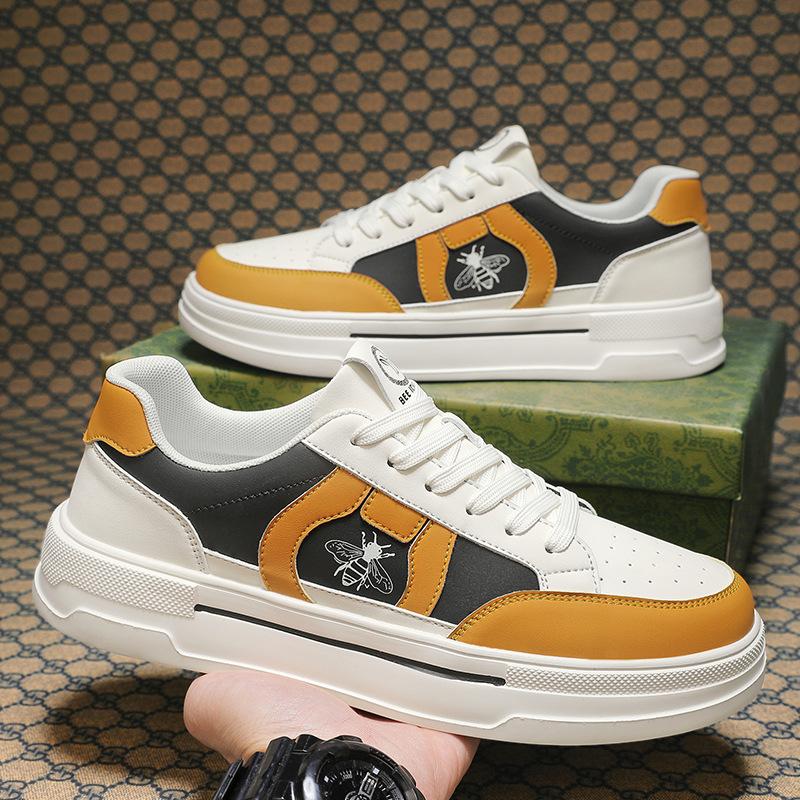 Европейская Новая Обувь для Мужчин Кожаная Повседневная Обувь Модная Пэчворк Плоская Скейтборд Обувь Молодежная На шнуровке Кроссовки
