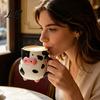 Birthday Gifts for Cow Lovers 3D Ceramic Mug with Handle  580ml Capacity Cute Funny Women Animal Coffee Cup Novelty Desktop Decoration Home
