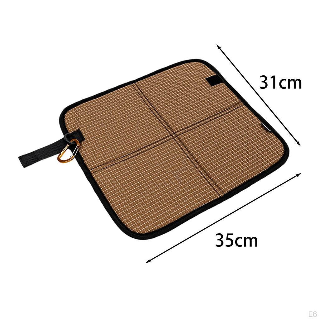 600D Oxford Waterproof Sitting Mat 35x31x1cm Versatile with Carabiner Ground Portable for Picnic