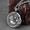 Stainless Steel Viking Wolf Head and Odin Triangle Rune Necklace Men's Hip Hop Retro Biker Pendant Necklace Amulet Jewelry Gift