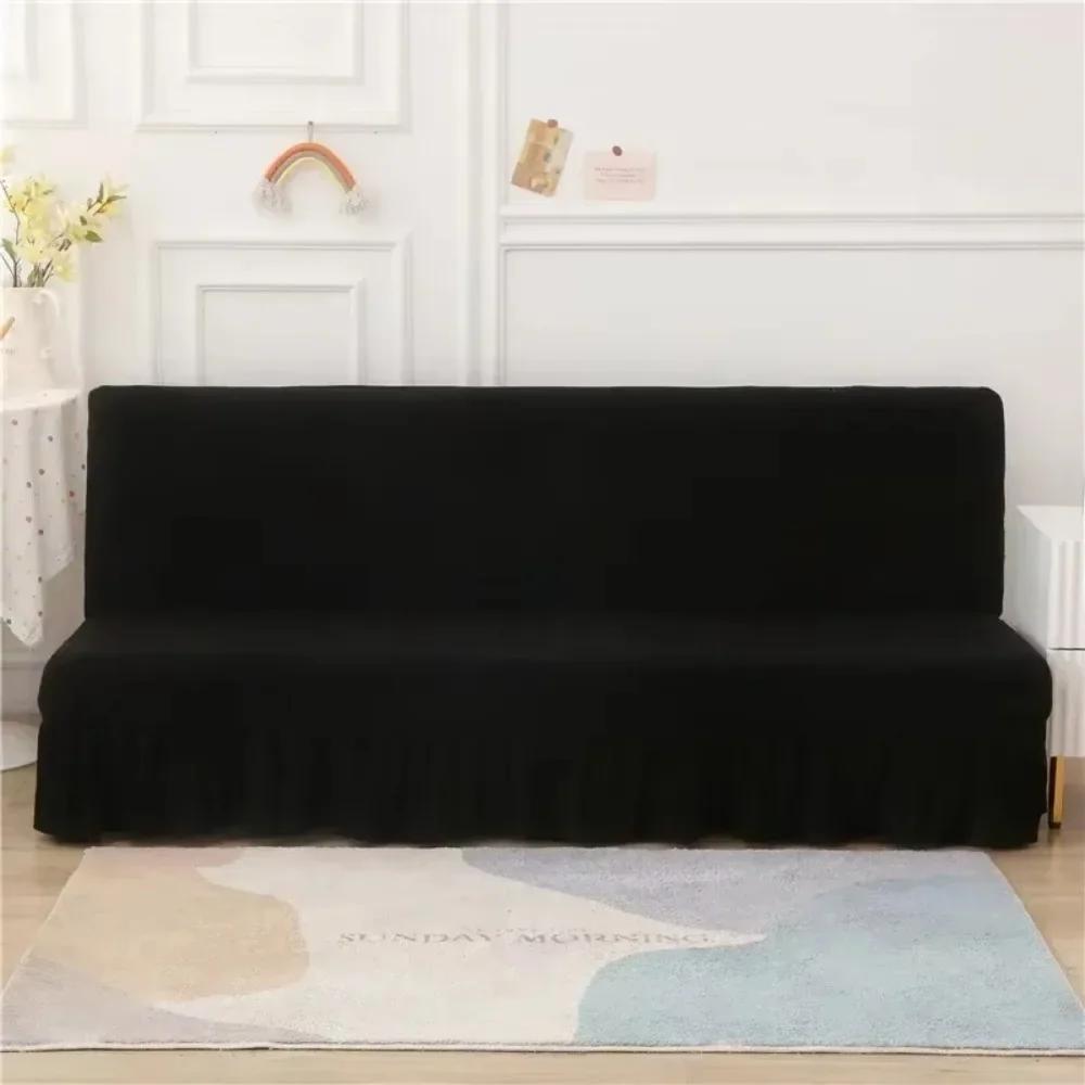 Solid Color Elastic Folding Sofa Bed Cover with Skirt Sofa Slipcover Couch Cover Furniture Protector 1pc Home Decor Couch Cover