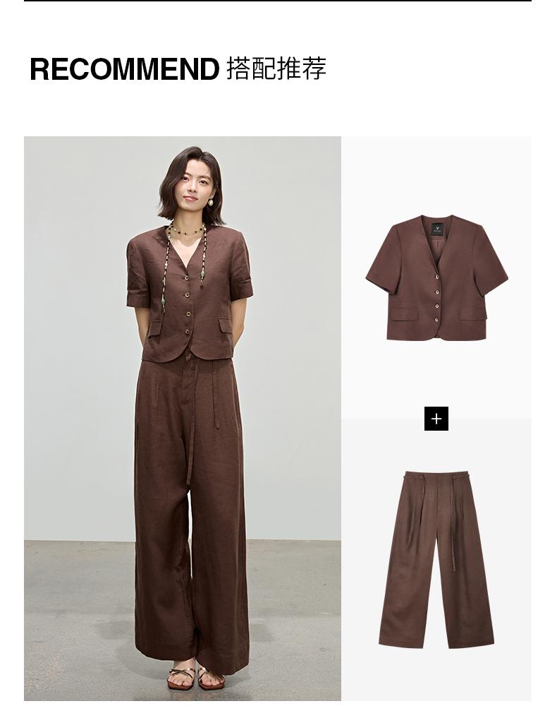 Temperament linen straight leg pants