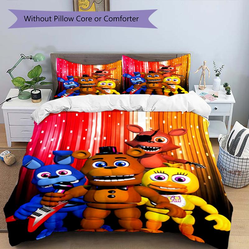 3pcs Freddy Bedding Set Duvet Cover Closure Includes 1 Duvet Cover & 2 Pillowcases, Soft and Comfortable for All Seasons.