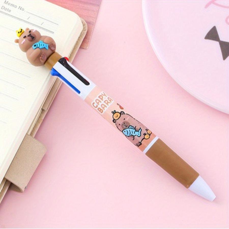 School Season 10pcs 0.5mm Capibala Four-color Ballpoint Pen High-value Stationery Color Handbook Pen Creative Office Multi-color Oil Pen