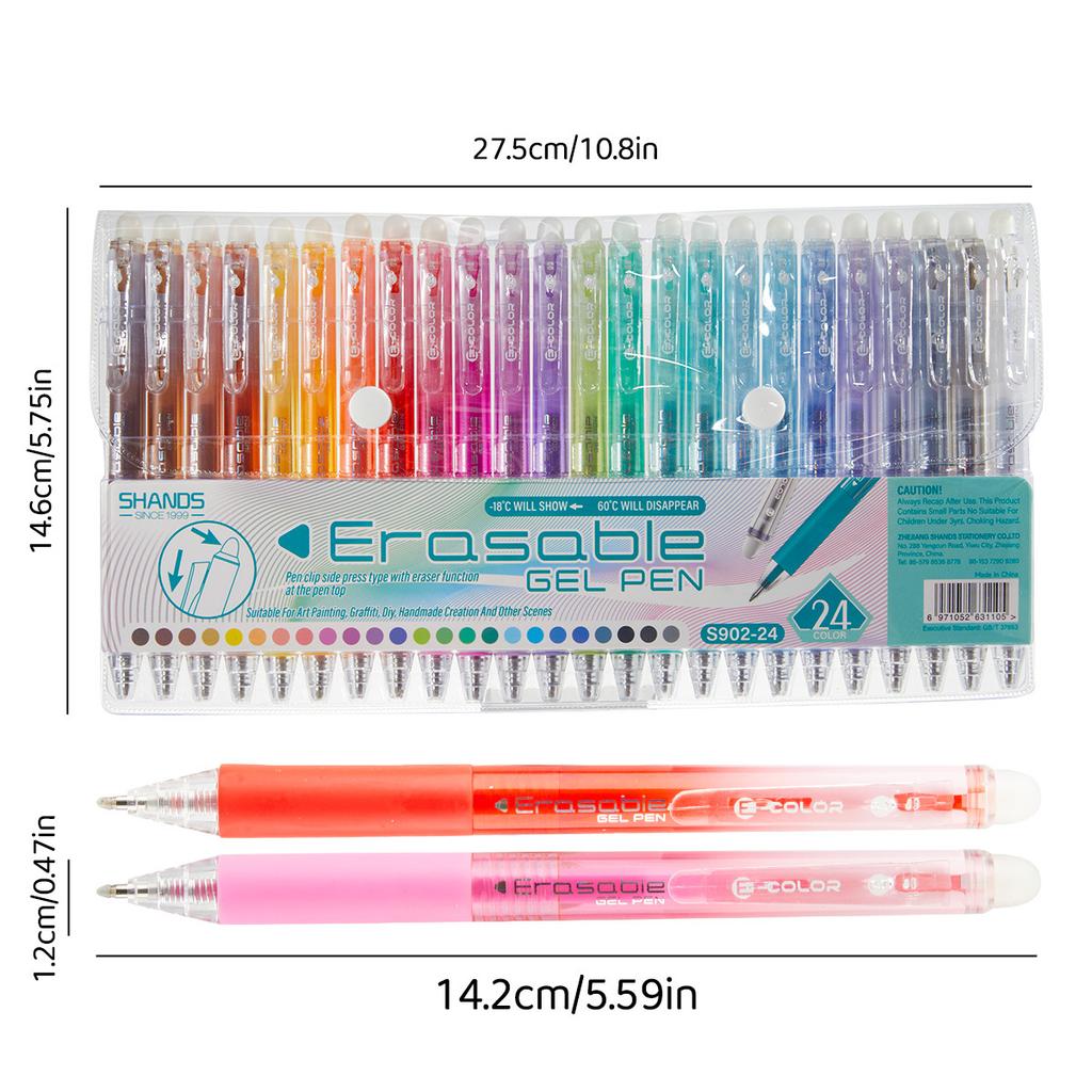 0.7mm Bullet Tip Press Erasable Gel Pens Quick Dry Non-Break Multi Color
