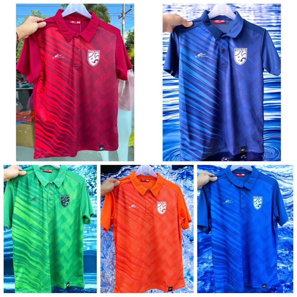 THAILAND National Football Soccer Training JERSEY Casual CHEER Print Quick Dry Shirt Polo Polyester Short Sleeve Uniform Elephant Logo Sport Outdoor