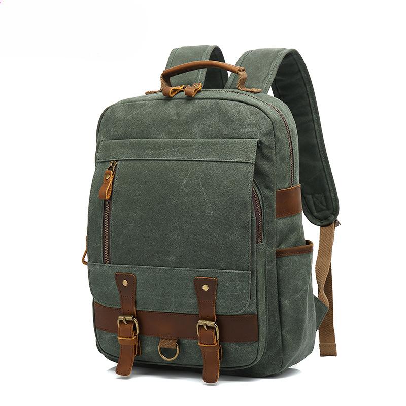 Backpack Student Outdoor Sports Retro Travel Backpack Waxed Canvas Waterproof Travel Bag Computer