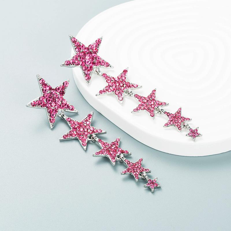 Женские серьги-капли со звездами, инкрустированные цветными кристаллами и геометрическим узором, креативные темпераментные серьги высокого качества
