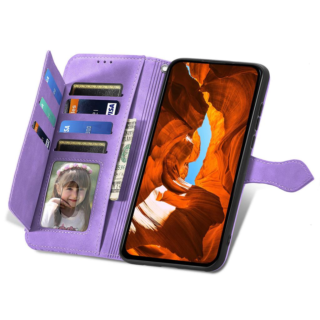 For Motorola Moto G35 5G Case Zipper Wallet PU Leather Flower Imprint Phone Cover