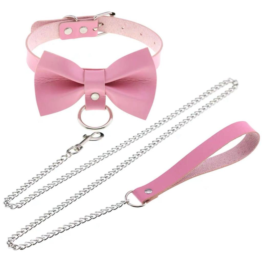 Круглый кулон из искусственной кожи, ошейник-бантик, цепочка на ключицу, сексуальное шейное кольцо, лакированная кожа, галстук-бабочка в стиле панк