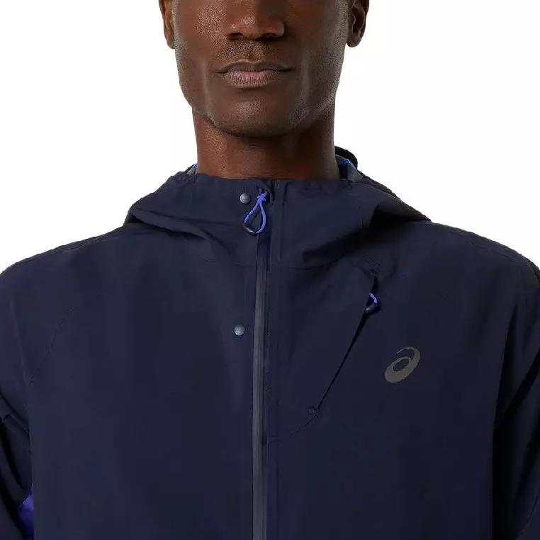 Asics Мужская водонепроницаемая куртка с капюшоном и молнией с логотипом Metarun 2011D435-400