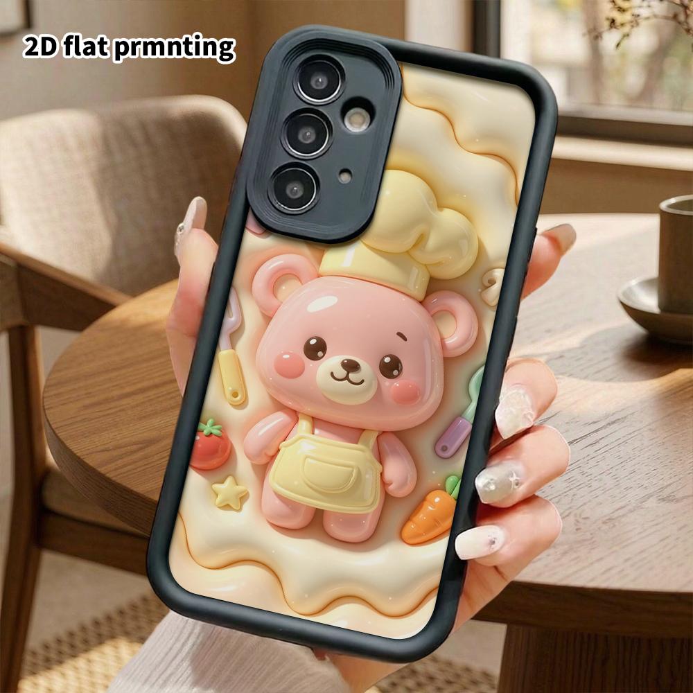 Phone Case: 2D flat design suitable for Samsung Galaxy A34 A35 M05 M06 S20 S22 S21 FE Plus 5G protective case, Chef Bear, perfect Christmas and Hallow