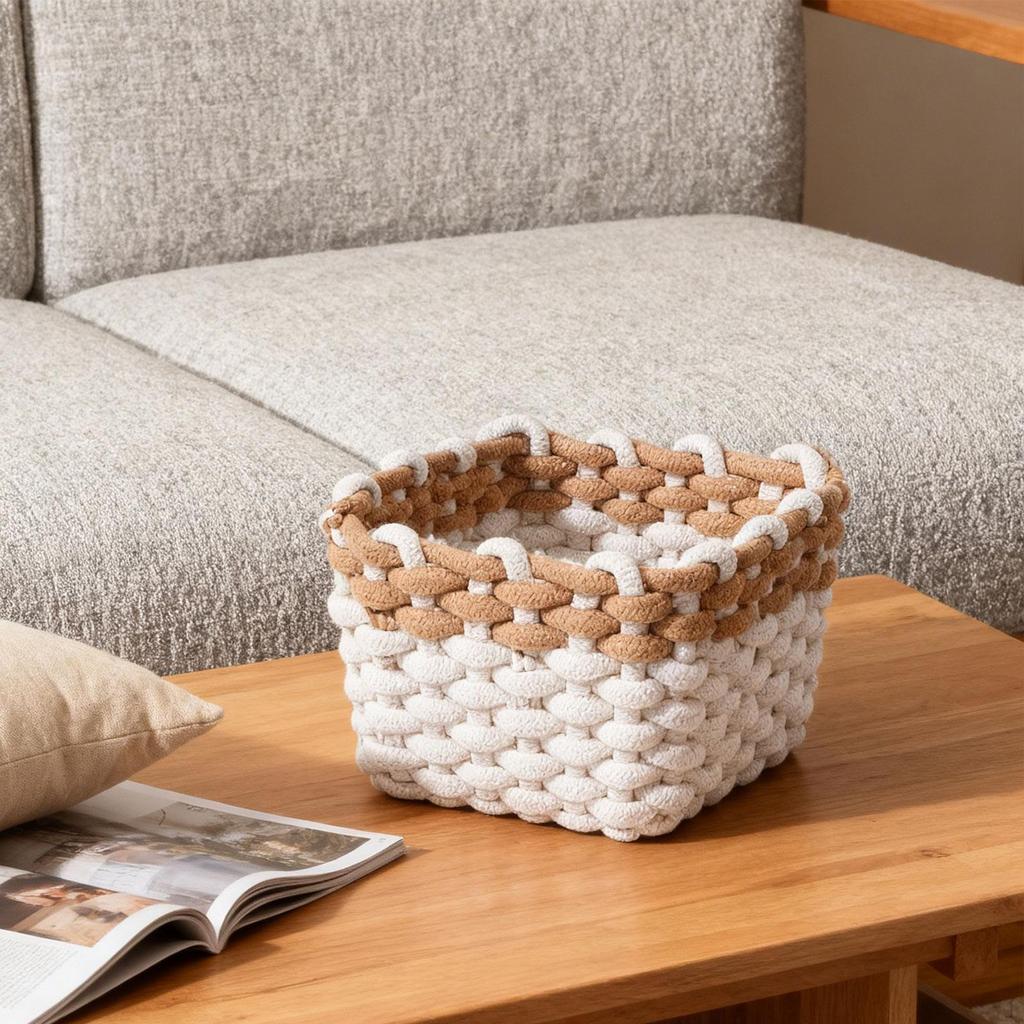 Macrame Woven Decorative Basket Minimalist Heavy Duty Storage for Nursery Closet Decor
