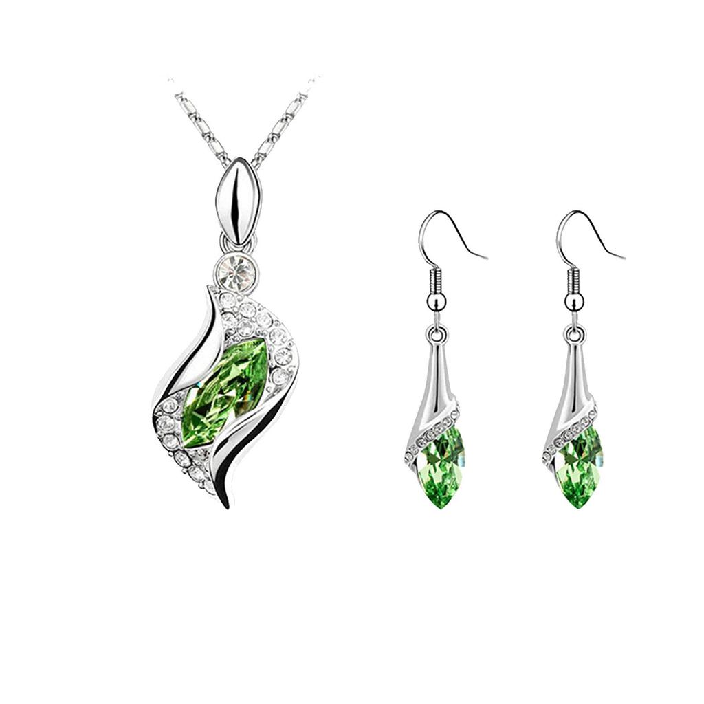 Синий длинный каплевидный австрийский кристалл модные серьги кулон ожерелье