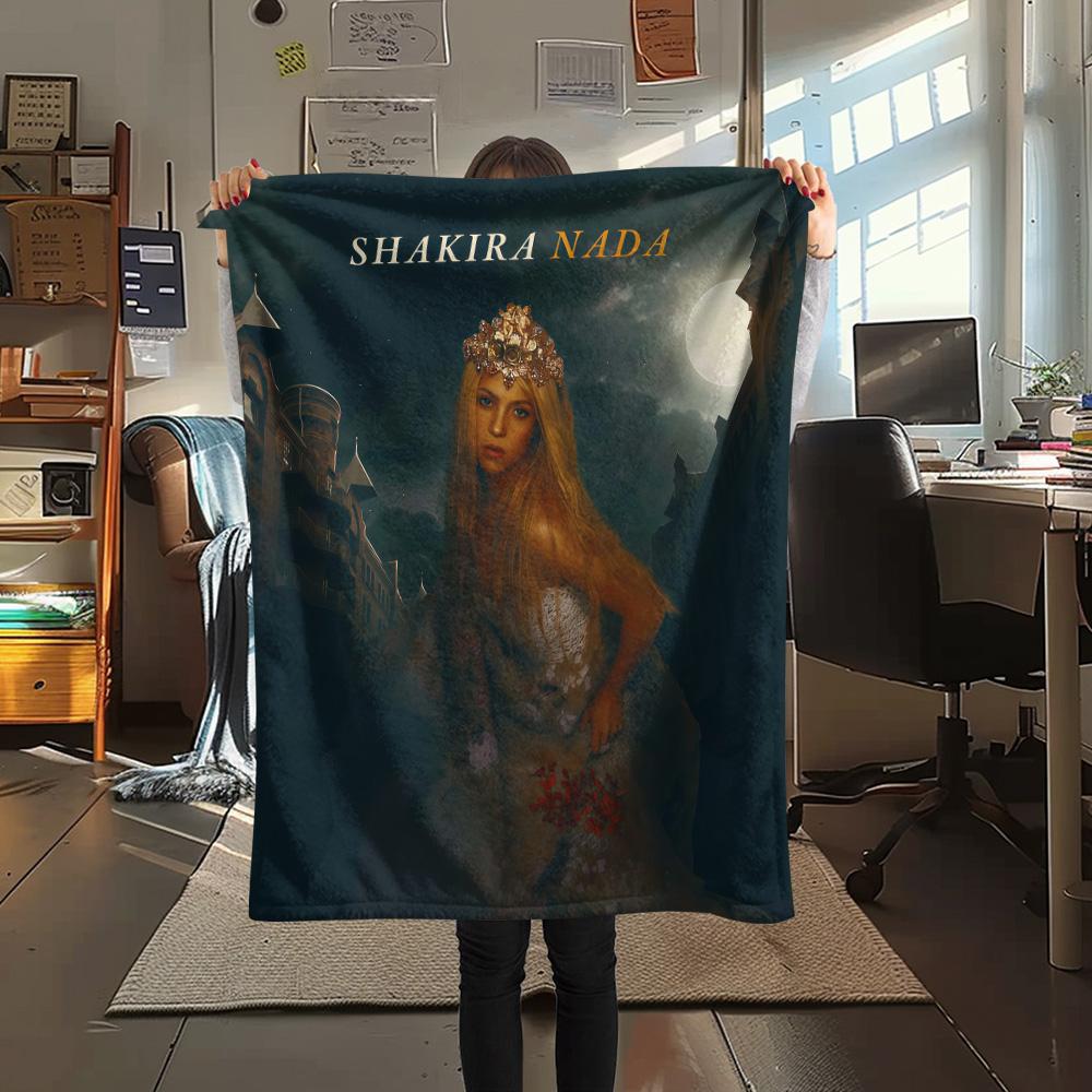 1PC Shakira Print Flannel Blanket, High quality Comfortable for All Seasons, Home Decor, Warmth and Comfort, Perfect for Christmas Gifts