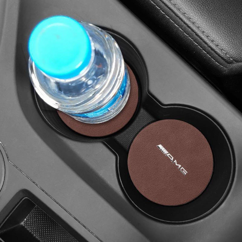 Car Styling Auto Coaster Water Cup Slot Non-Slip Mat Pad For Mercedes Benz AMG GLC GLE CLA W204 W205 W203 W211 W212 W213