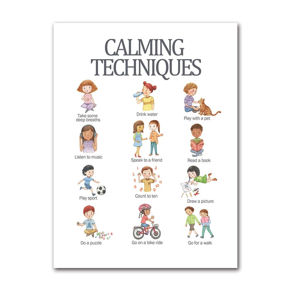 Feelings Art Poster Calming Strategies Kind Emotions Chart Canvas Painting Wall Prints Picture Living Room Home Homeschool Decor