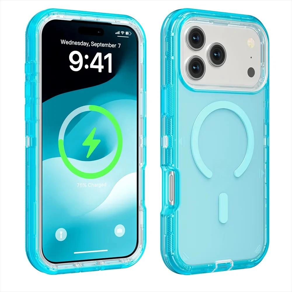 Прочный 3-в-1 Механический OTT-Бокс Магнитный Зарядный Чехол Для IPhone 17 Pro Max Air 16 15 14 13 12 Plus Усиленный Противоударный Бампер