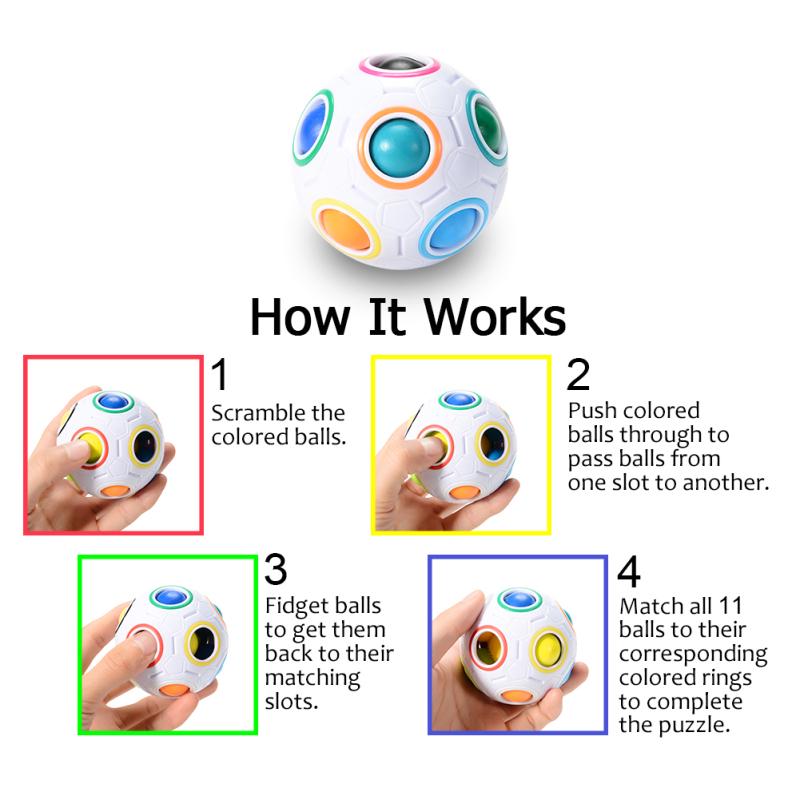 Горячий! 2 шт. Волшебный радужный шар, сложная головоломка, куб, игрушка-фиджет для детей/взрослых