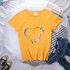 Ladies' Casual Love Footprint Print Loose Casual Round Neck Pure Cotton Short Sleeved T-Shirts Women’s