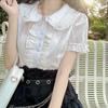Kawaii Lolita Bluzalar Oq Ayollar Chiroyli Dantelli Toplar Volanli Ko'ylaklar Vintage Puf Yengli Yapon Preppy Usulidagi Shirin Toplar