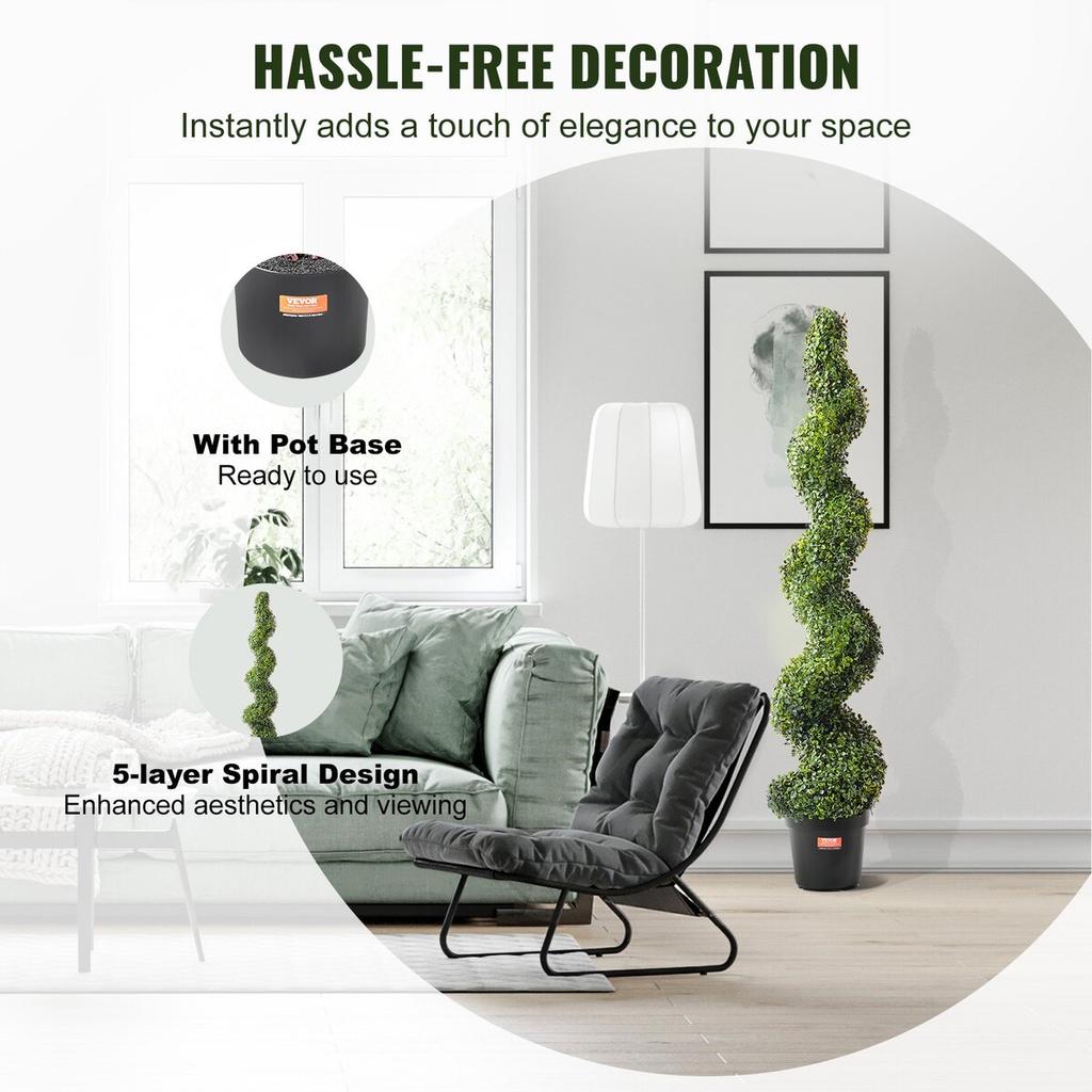 2 Pack 5' Artificial Boxwood Topiary Tree Faux Plant UV Decor In/Outdoor