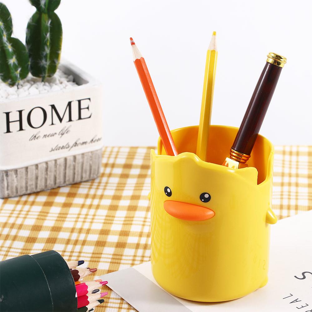 School Accessories Yellow Duck Pen Holder Student Stationery Desktop Storage Box Pencil Case