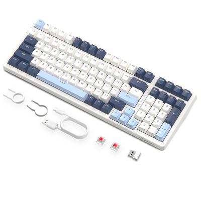 Игровая клавиатура ZIYOU LANG K8, беспроводная механическая клавиатура, 100 клавиш, цифровая клавиатура с красной осью, совместимая с горячей заменой, крепление на прокладку, подсветка RGB
