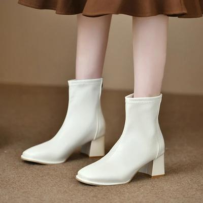 Распродажа модной осенней женской обуви 2024 года, новые женские ботильоны, элегантные современные ботинки, женские, сшитые сзади, молния, средний толстый каблук, женские