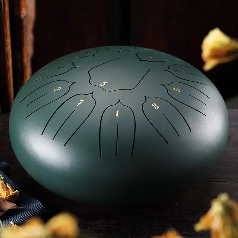 Hluru Глюкофон Стальной Язычковый Барабан 10 дюймов 11 нот Барабан-танк Клавишный Ханг с Сумкой для переноски для Медитации Музыкальный инструмент