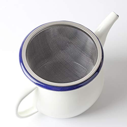 Pearl Metal Teapot, White, 580ml, with Enamel Tea Strainer, Just the Right Size, HB-4414