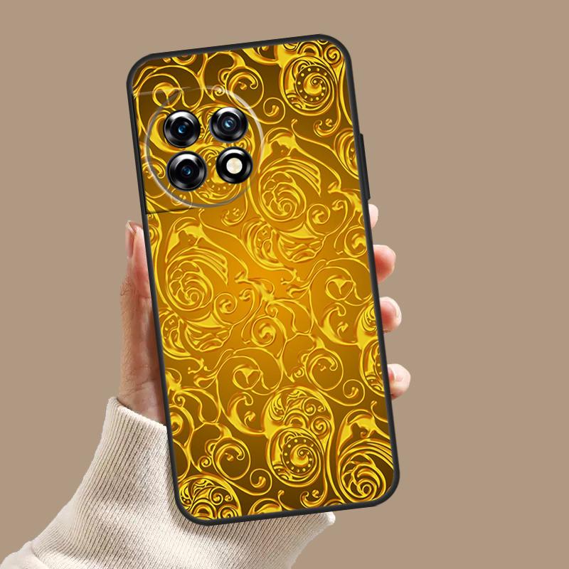 Золотой чехол с цветочным узором для OnePlus Nord CE 5 2 3 4 Lite N30 OnePlus 13 11 12 15 13T 13R 10T 12R 9 10 Pro