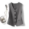 Women Vest Sleeveless Single-breasted Western Style Slim Fit Cardigan Suit Coat Pure Color V Neck Formal Business Style Lady Waistcoat