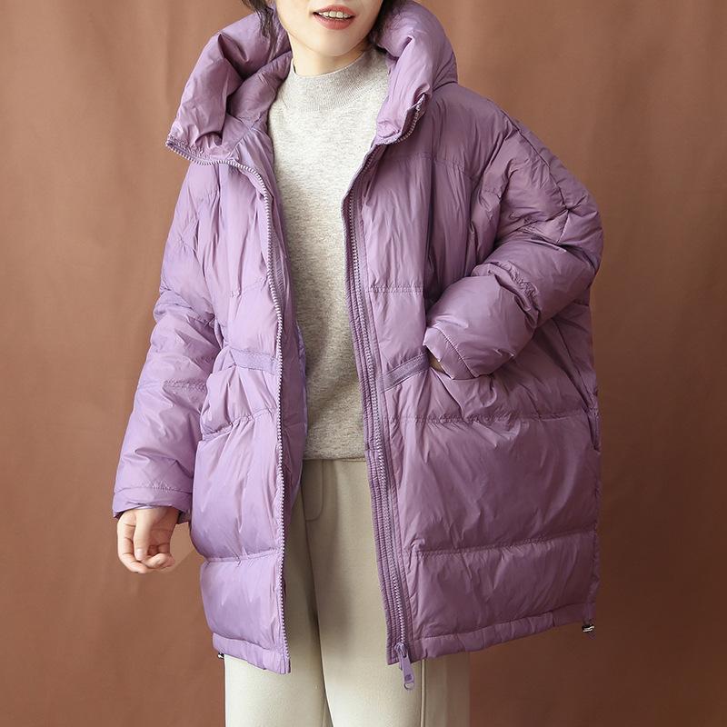 Зимняя женская белая утиная пуховая свободная куртка с капюшоном, толстая теплая верхняя одежда, повседневные пальто больших размеров в стиле пэчворк