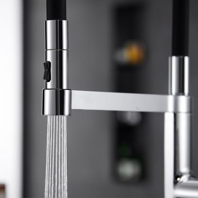 Copper Pull Down Kitchen Sink Faucet Deck Mounted Mixer Tap 360 Degree Rotation Kitchen Sink Hot Cold Taps Crane Gun Gray/Black