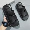 Men Sandals Casual Shoes  Trend Stylish Gladiator Sandals Open Toe Platform Outdoor Beach Sandals Chunky Shoes Black