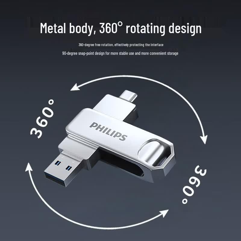 Philips 61UT-D Dual Interface USB-C & USB 3.2 Flash Drive 2-Pack