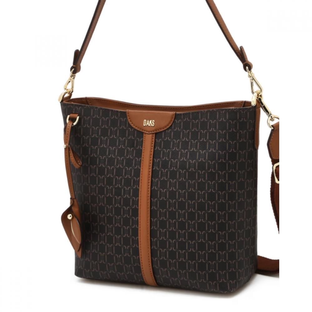 Daks Brown Dd Logo Leather Shoulder Bag Dcba6f861w3