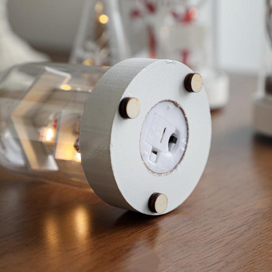 Christmas Figures In Glass Dome Tabletop Decoration LED Light Up Christmas Cloche Ornaments for Indoor Home Tabletop Decor