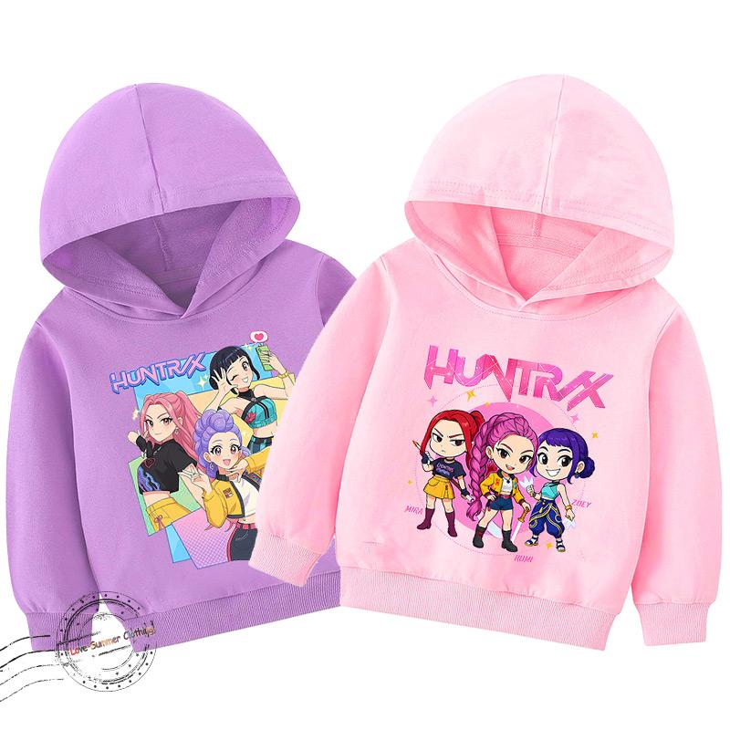Худи K-pop «Охотники на демонов» для девочек 4-14 лет, принт HD, 100% полиэстер, пуловер, повседневная толстовка для девочек, осень, много цветов, оптовая скидка