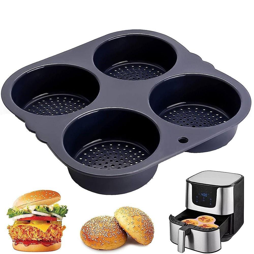 Non-stick Hamburger Bun Mold Silicone Baking Tray Heat Resistant Bread Loaf Pan Sandwich
