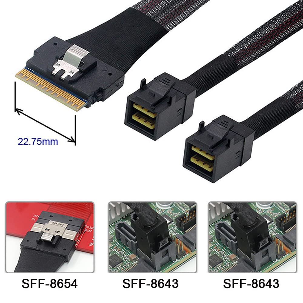 NFHK UltraPort Slimline SAS Slim 8i к двойному 4i Mini SAS HD кабелю PCI-E 4.0 SFF-8654 74-контактный SFF-8643 PCI-Express