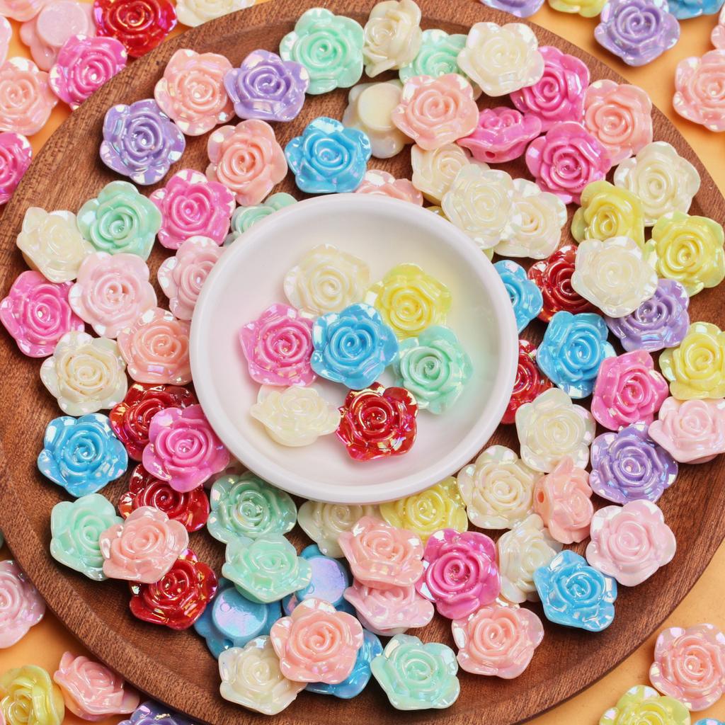 500 г около 330 шт. 19,2 мм модные перфорированные DIY ювелирные аксессуары с плоским дном акриловые бусины с цветком розы