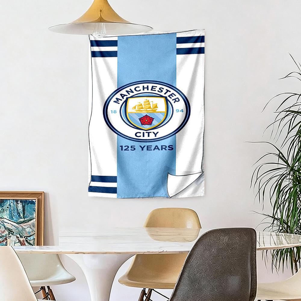 Manchester City Fc Logo Wall Decor Tapestry Art For Pet Memorial Birthdaywedding Party Backdrop Family Gift