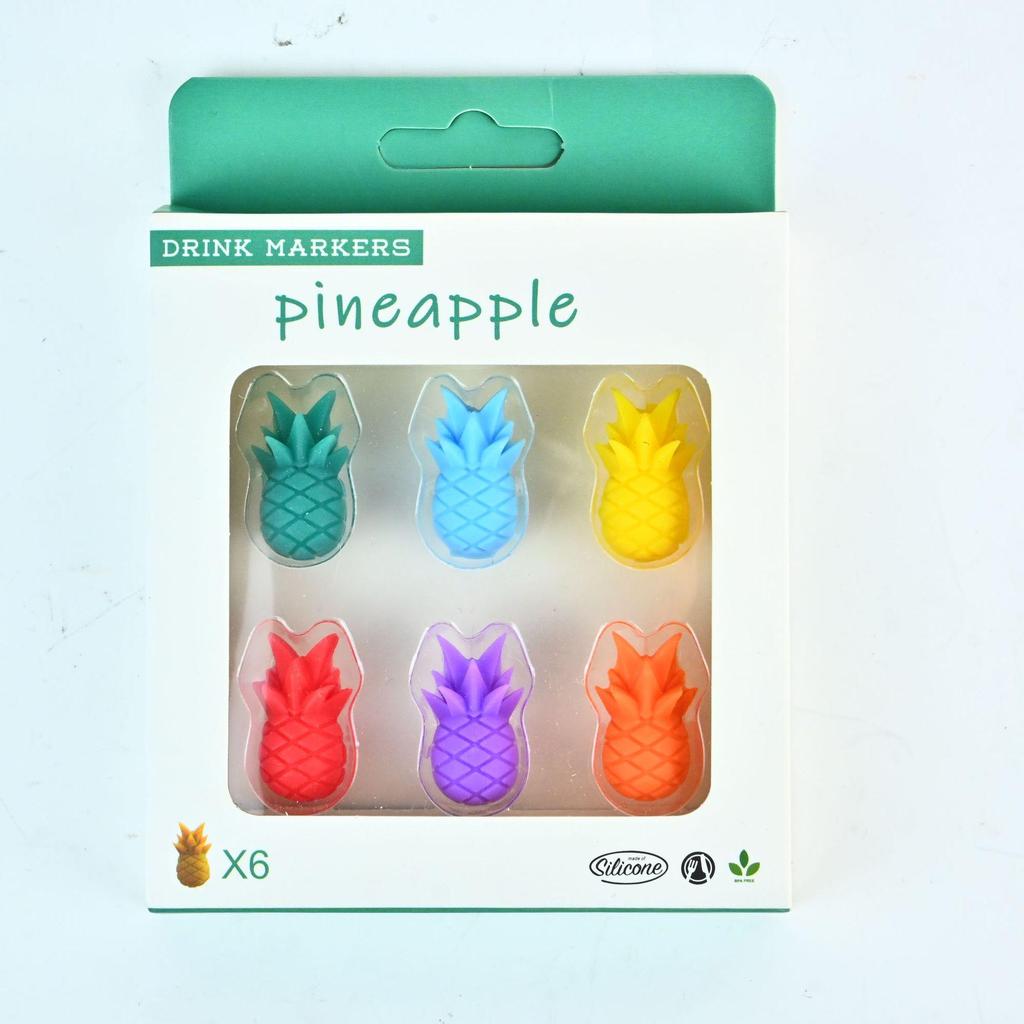 Силиконовые маркеры для бокалов в виде ананасов, набор из шести штук