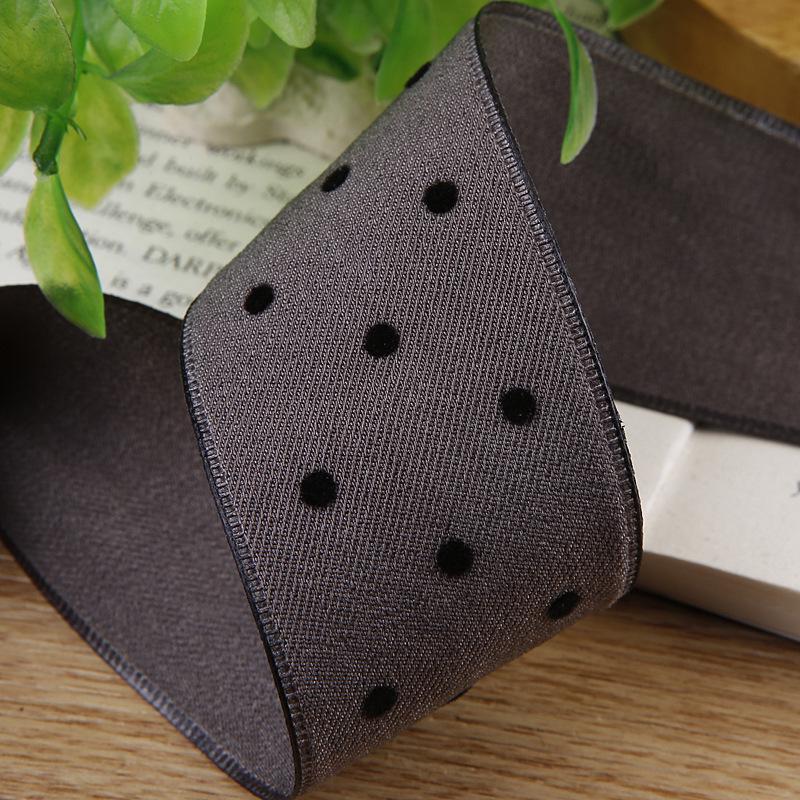 Korean Polka Dot Flocked Ribbon Bow for Children's Hair and Clothing Accessories