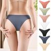 Seamless Ice Silk Mid-Waist Bikini Briefs for Women